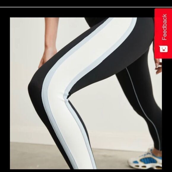 Moosecowfish Elk leggings black with light blue and white L NWT - Picture 2 of 5